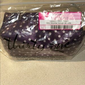 Thirty-One Purple and White Dot Pouch NEW Small